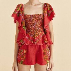 Red Tropical Romance Romper Size Medium